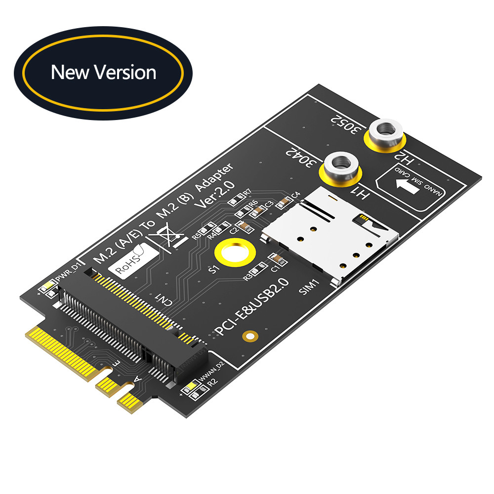 Pi Computer Sim Card M.2 Key B to A+E Adapter with NANO SIM card Slot for 3G/4G/5G Module